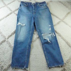 Abercrombie & Fitch Ankle Straight Leg Jean Womens 32 Ultra High Rise Distressed